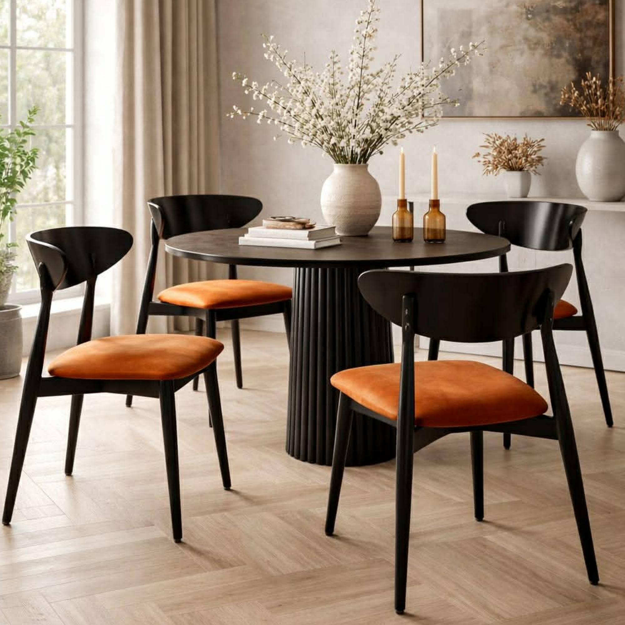 Krzesło KR-17 Kolor Pomarańczowy Kolor Drewna Czarny